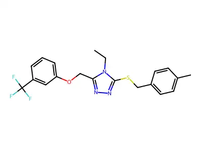 4-ethyl-3-[(4-methylphenyl)methylsulfanyl]-5-[[3-(trifluoromethyl)phenoxy]methyl]-1,2,4-triazole structure