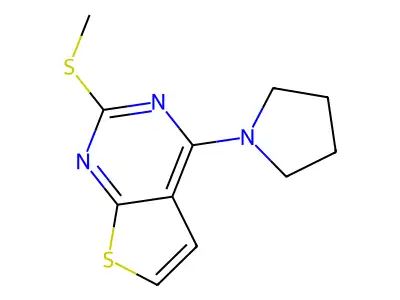 2-(Methylsulfanyl)-4-(1-pyrrolidinyl)thieno[2,3-d]pyrimidine structure