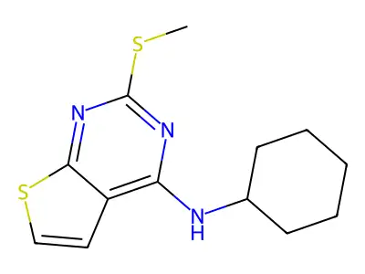 N-cyclohexyl-2-(methylsulfanyl)thieno[2,3-d]pyrimidin-4-amine structure