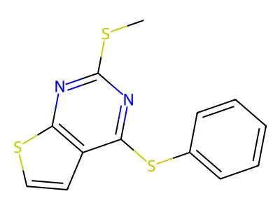 2-(Methylsulfanyl)-4-(phenylsulfanyl)thieno[2,3-d]pyrimidine structure