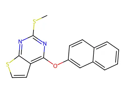 2-(Methylsulfanyl)-4-(2-naphthyloxy)thieno[2,3-d]pyrimidine structure