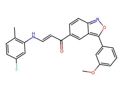 3-(5-fluoro-2-methylanilino)-1-[3-(3-methoxyphenyl)-2,1-benzoxazol-5-yl]prop-2-en-1-one structure