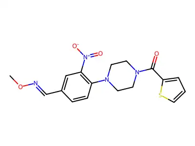 [4-[4-(Methoxyiminomethyl)-2-nitrophenyl]piperazin-1-yl]-thiophen-2-ylmethanone structure
