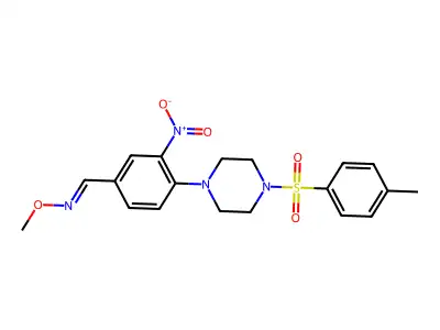 4-{4-[(4-methylphenyl)sulfonyl]piperazino}-3-nitrobenzenecarbaldehyde O-methyloxime structure