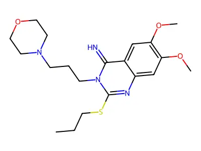 6,7-dimethoxy-3-(3-morpholinopropyl)-2-(propylsulfanyl)-4(3H)-quinazolinimine structure