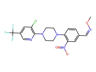 1-[4-[4-[3-chloro-5-(trifluoromethyl)pyridin-2-yl]piperazin-1-yl]-3-nitrophenyl]-N-methoxymethanimine structure