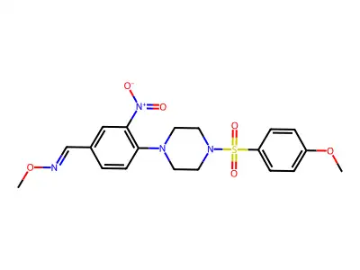 4-{4-[(4-methoxyphenyl)sulfonyl]piperazino}-3-nitrobenzenecarbaldehyde O-methyloxime structure