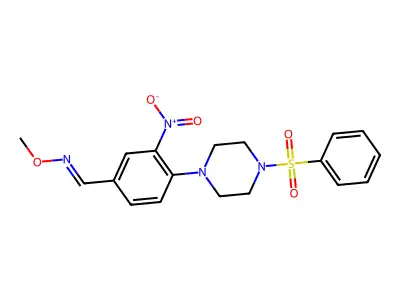 1-[4-[4-(benzenesulfonyl)piperazin-1-yl]-3-nitrophenyl]-N-methoxymethanimine structure