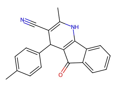 2-methyl-4-(4-methylphenyl)-5-oxo-4,5-dihydro-1H-indeno[1,2-b]pyridine-3-carbonitrile structure
