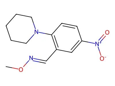 5-nitro-2-piperidinobenzenecarbaldehyde O-methyloxime structure