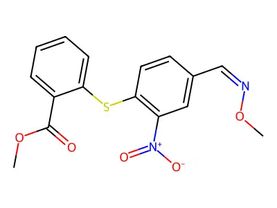 Methyl 2-({4-[(methoxyimino)methyl]-2-nitrophenyl}sulfanyl)benzenecarboxylate structure