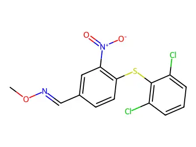 4-[(2,6-dichlorophenyl)sulfanyl]-3-nitrobenzenecarbaldehyde O-methyloxime structure