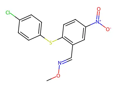 2-[(4-Chlorophenyl)thio]-5-nitrobenzaldehyde O-methyloxime structure