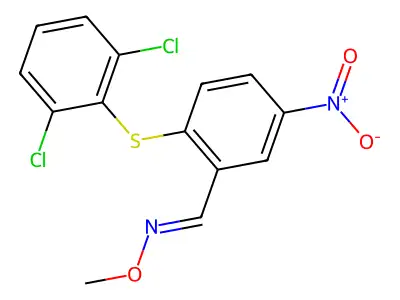1-[2-(2,6-dichlorophenyl)sulfanyl-5-nitrophenyl]-N-methoxymethanimine structure