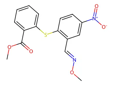 Methyl 2-[2-(methoxyiminomethyl)-4-nitrophenyl]sulfanylbenzoate structure
