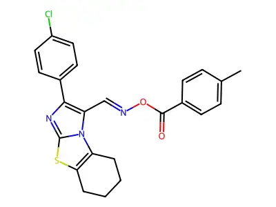 [[2-(4-chlorophenyl)-5,6,7,8-tetrahydroimidazo[2,1-b][1,3]benzothiazol-1-yl]methylideneamino] 4-methylbenzoate structure