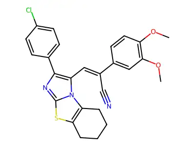 (Z)-3-[2-(4-chlorophenyl)-5,6,7,8-tetrahydroimidazo[2,1-b][1,3]benzothiazol-3-yl]-2-(3,4-dimethoxyphenyl)-2-propenenitrile structure