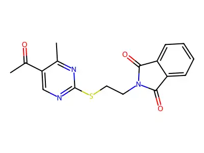 2-{2-[(5-acetyl-4-methyl-2-pyrimidinyl)sulfanyl]ethyl}-1H-isoindole-1,3(2H)-dione structure