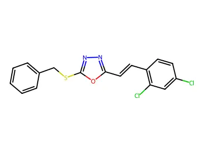 2-Benzylsulfanyl-5-[2-(2,4-dichlorophenyl)ethenyl]-1,3,4-oxadiazole structure