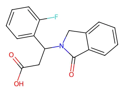 3-(2-fluorophenyl)-3-(1-oxo-1,3-dihydro-2H-isoindol-2-yl)propanoic acid structure