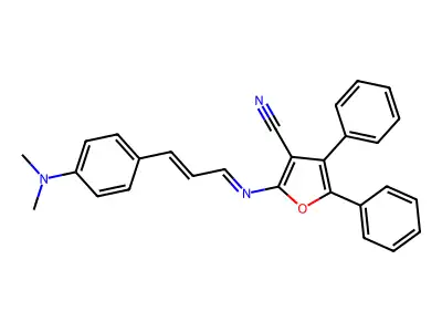 2-({(E,2E)-3-[4-(dimethylamino)phenyl]-2-propenylidene}amino)-4,5-diphenyl-3-furonitrile structure