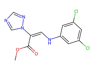 methyl (E)-3-(3,5-dichloroanilino)-2-(1H-1,2,4-triazol-1-yl)-2-propenoate structure