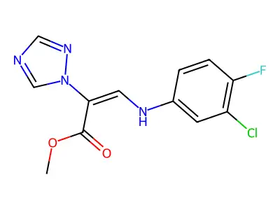 methyl (E)-3-(3-chloro-4-fluoroanilino)-2-(1H-1,2,4-triazol-1-yl)-2-propenoate structure