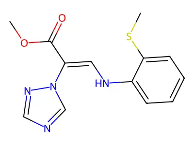 methyl 3-{[2-(methylsulfanyl)phenyl]amino}-2-(1H-1,2,4-triazol-1-yl)prop-2-enoate structure