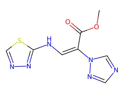methyl (E)-3-(1,3,4-thiadiazol-2-ylamino)-2-(1H-1,2,4-triazol-1-yl)-2-propenoate structure
