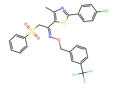 1-[2-(4-chlorophenyl)-4-methyl-1,3-thiazol-5-yl]-2-(phenylsulfonyl)-1-ethanone O-[3-(trifluoromethyl)benzyl]oxime structure