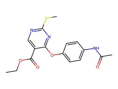 Ethyl 4-[4-(acetylamino)phenoxy]-2-(methylsulfanyl)-5-pyrimidinecarboxylate structure