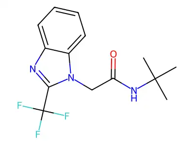 N-(tert-butyl)-2-[2-(trifluoromethyl)-1H-1,3-benzimidazol-1-yl]acetamide structure