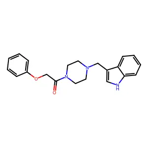 1-[4-(1H-indol-3-ylmethyl)piperazin-1-yl]-2-phenoxyethanone structure