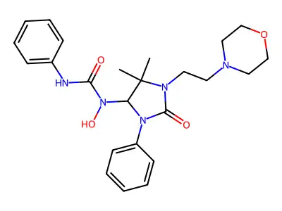 1-(5,5-dimethyl-1-(2-morpholinoethyl)-2-oxo-3-phenylimidazolidin-4-yl)-1-hydroxy-3-phenylurea structure