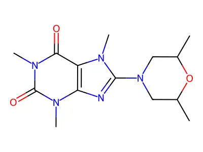 8-(2,6-Dimethylmorpholin-4-yl)-1,3,7-trimethylpurine-2,6-dione structure