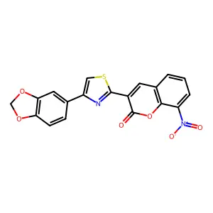 3-(4-(benzo[d][1,3]dioxol-5-yl)thiazol-2-yl)-8-nitro-2H-chromen-2-one structure
