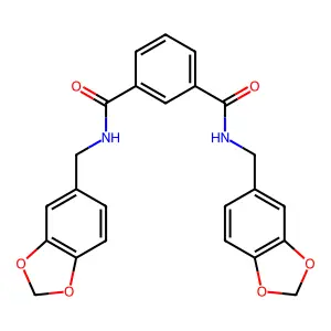 N1,N3-bis(benzo[d][1,3]dioxol-5-ylmethyl)isophthalamide structure