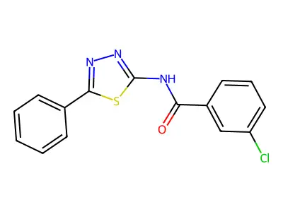 3-chloro-N-(5-phenyl-1,3,4-thiadiazol-2-yl)benzamide structure