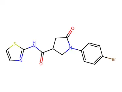 1-(4-bromophenyl)-5-oxo-N-(1,3-thiazol-2-yl)pyrrolidine-3-carboxamide structure