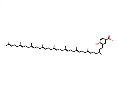 4-hydroxy-3-(3,7,11,15,19,23,27,31,35-nonamethylhexatriaconta-2,6,10,14,18,22,26,30,34-nonaenyl)benzoic acid structure