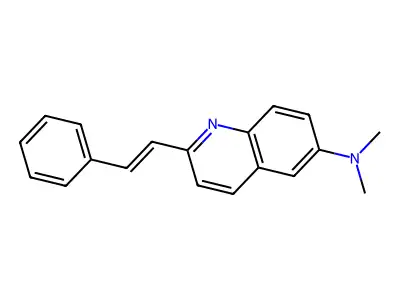 N,N-dimethyl-2-(2-phenylethenyl)quinolin-6-amine structure