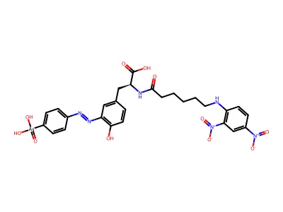 L-Tyrosine, 3-((4-arsonophenyl)azo)-N-(6-((2,4-dinitrophenyl)amino)-1-oxohexyl)- structure