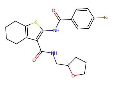 2-[(4-bromobenzoyl)amino]-N-(oxolan-2-ylmethyl)-4,5,6,7-tetrahydro-1-benzothiophene-3-carboxamide structure