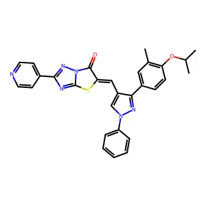 (5Z)-5-{[3-(4-isopropoxy-3-methylphenyl)-1-phenyl-1H-pyrazol-4-yl]methylene}-2-pyridin-4-yl[1,3]thiazolo[3,2-b][1,2,4]triazol-6(5H)-one structure