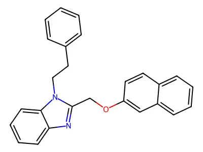 2-((naphthalen-2-yloxy)methyl)-1-phenethyl-1H-benzo[d]imidazole structure