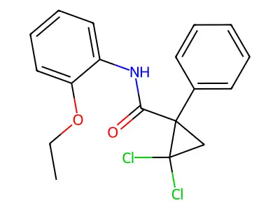 2,2-dichloro-N-(2-ethoxyphenyl)-1-phenylcyclopropanecarboxamide structure