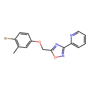 2-{5-[(4-Bromo-3-methylphenoxy)methyl]-1,2,4-oxadiazol-3-yl}pyridine structure