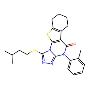 1-(isopentylthio)-4-(o-tolyl)-6,7,8,9-tetrahydrobenzo[4,5]thieno[3,2-e][1,2,4]triazolo[4,3-a]pyrimidin-5(4H)-one structure