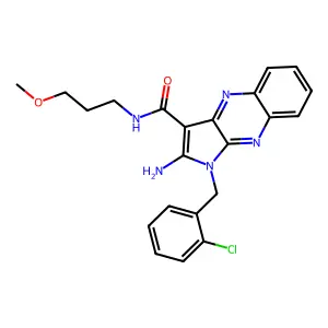 2-amino-1-(2-chlorobenzyl)-N-(3-methoxypropyl)-1H-pyrrolo[2,3-b]quinoxaline-3-carboxamide structure