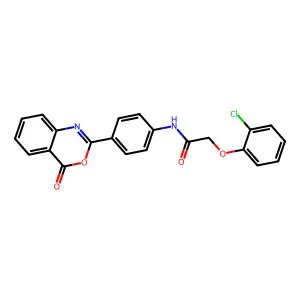 2-(2-chlorophenoxy)-N-[4-(4-oxo-4H-3,1-benzoxazin-2-yl)phenyl]acetamide structure